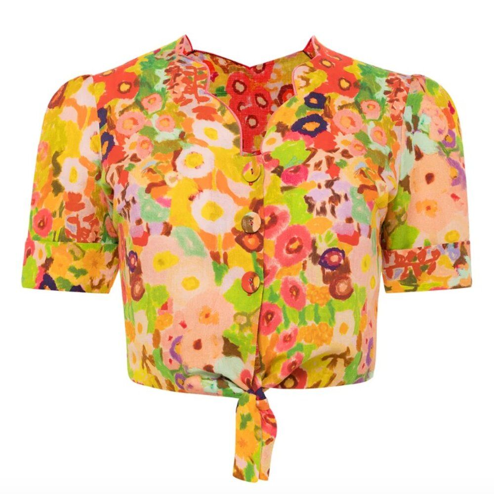 Carolina K Beta Cropped Floral Blouse - Size L